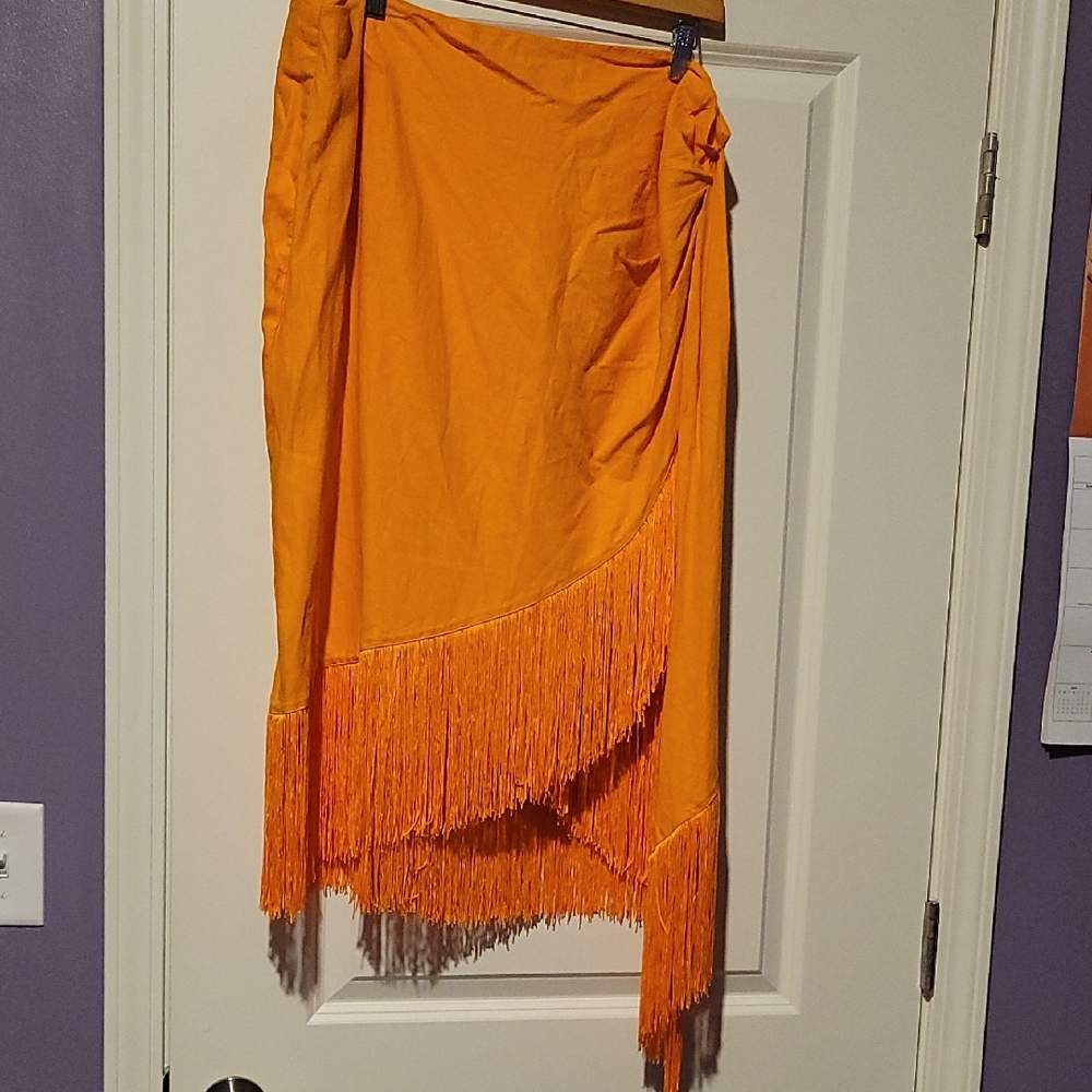 Gabrielle Union's GabiFresh Collection Asymmetrical Orange Wrap Skirt